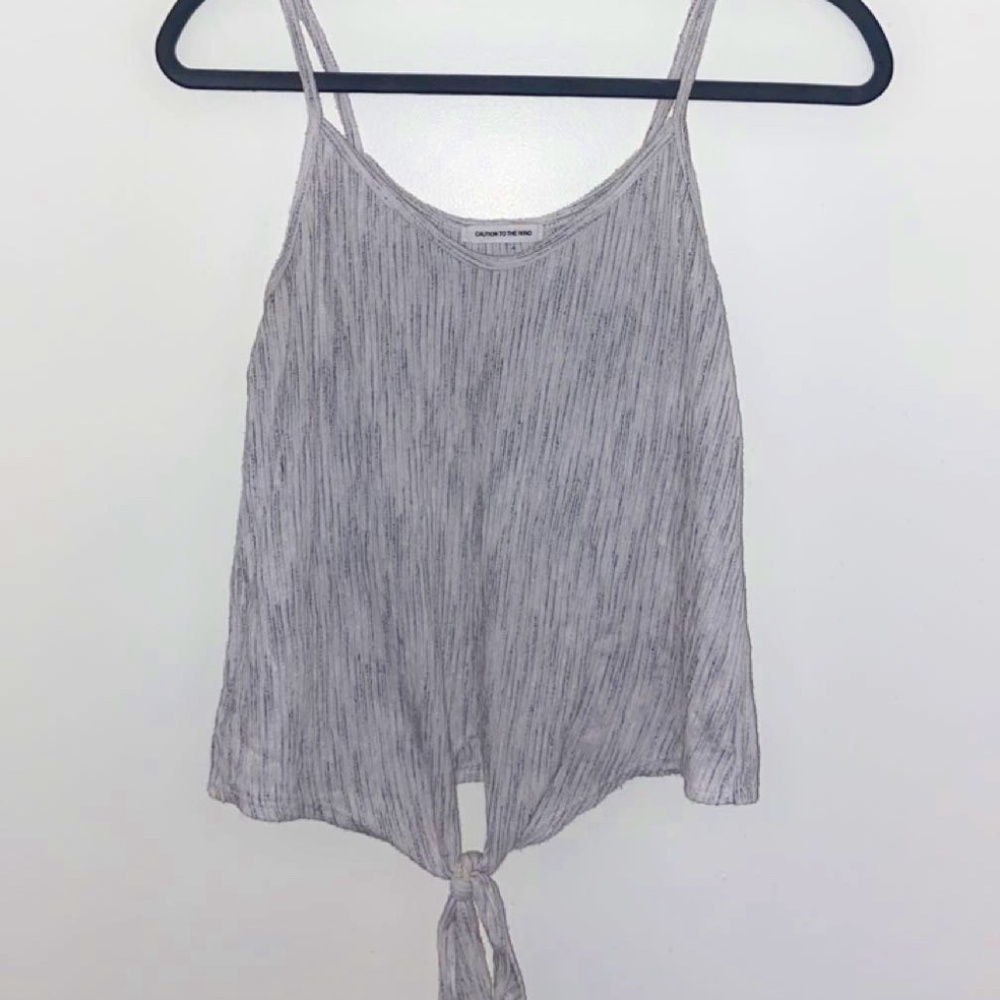 White with Gray Stripes Tank